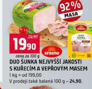 DUO ŠUNKA NEJVYŠŠÍ JAKOSTI S KUŘECÍM A VEPŘOVÝM MASEM 100g