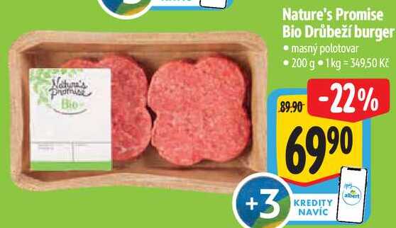 Nature's Promise Bio Drůbeží burger, 200 g