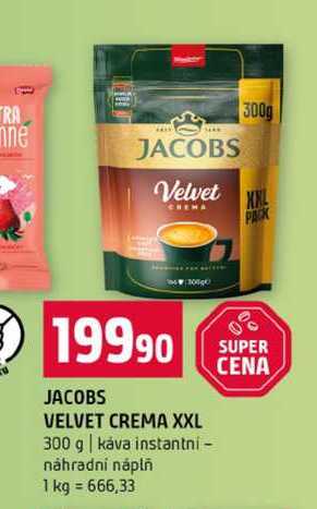 JACOBS VELVET CREMA XXL 300 g káva instantni náhradní náplň