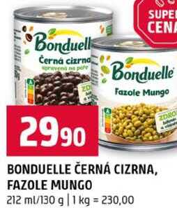 BONDUELLE ČERNÁ CIZRNA, FAZOLE MUNGO 212 ml/130 g