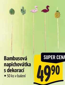 Bambusová napichovátka s dekorací, 50 ks 