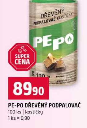 PE-PO DŘEVĚNÝ PODPALOVAČ 100 ks kostičky