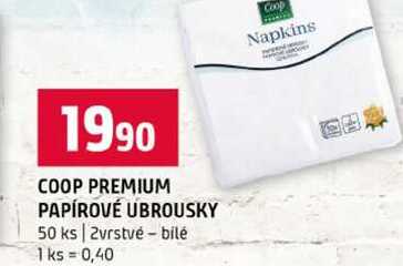 COOP PREMIUM PAPÍROVÉ UBROUSKY 50 ks 2vrstvé bilé