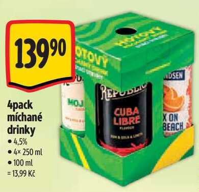 4pack míchané drinky, 4x 250 ml