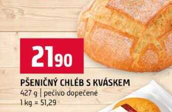 PŠENIČNÝ CHLÉB S KVÁSKEM 427 g pečivo dopečené 