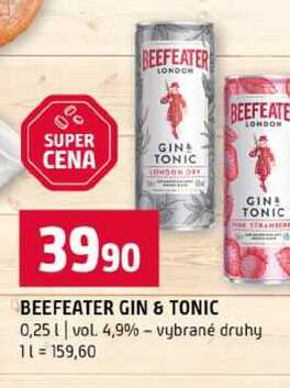 BEEFEATER GIN & TONIC 0,25l vol. 4,9% vybrané druhy