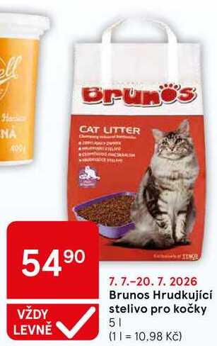 Brunos Hrudkující stelivo pro kočky, 5 l 