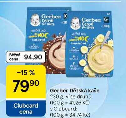 Gerber Dětská kaše, 230 g, více druhů