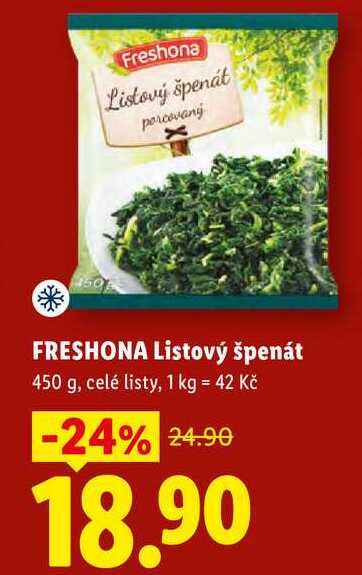 FRESHONA Listový špenát, 450 g 