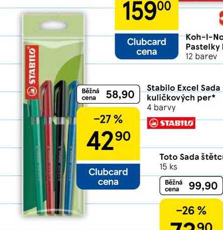 Stabilo Excel Sada kuličkových per, 4 barvy