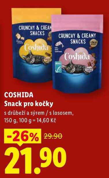 COSHIDA Snack pro kočky, s drůbeží a sýrem / s lososem, 150 g