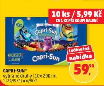 CAPRI-SUN vybrané druhy, 10x 200 ml