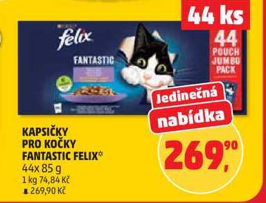 KAPSIČKY PRO KOČKY FANTASTIC FELIX, 44x85 g