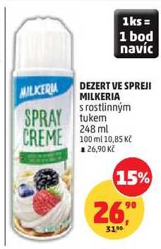 DEZERT VE SPREJI MILKERIA s rostlinným tukem, 248 ml