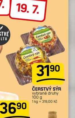 ČERSTVÝ SÝR vybrané druhy 100 g
