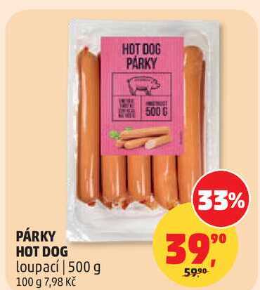 PÁRKY HOT DOG loupací, 500 g