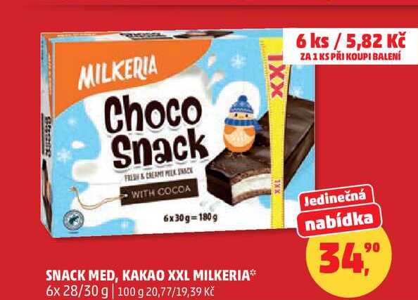 SNACK MED, KAKAO XXL MILKERIA, 6x 28/30 g