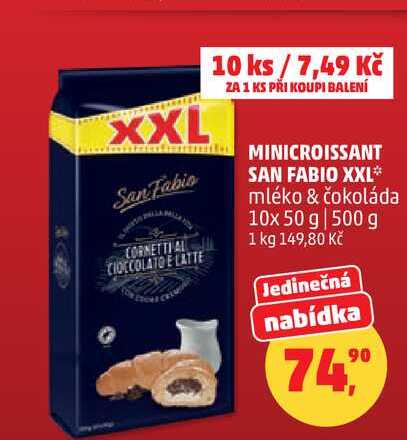 MINICROISSANT SAN FABIO XXL mléko & čokoláda, 10x 50 g