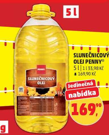 SLUNEČNICOVÝ OLEJ PENNY, 5 l