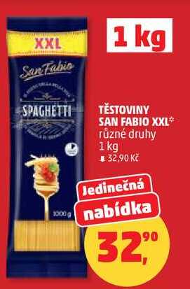 TĚSTOVINY SAN FABIO XXL různé druhy, 1 kg
