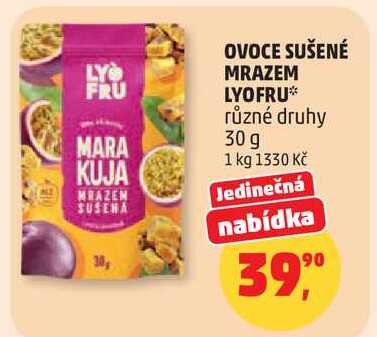 OVOCE SUŠENÉ MRAZEM LYOFRU různé druhy, 30 g