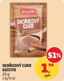 SKOŘICOVÝ CUKR GUSTITO, 20 g