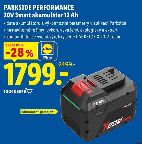 PARKSIDE PERFORMANCE 20V Smart akumulátor 12 Ah