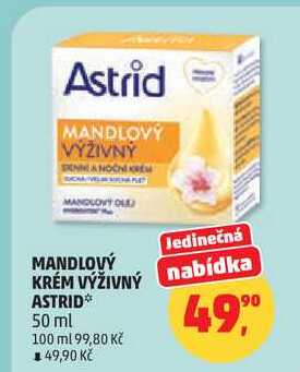 MANDLOVÝ KRÉM VÝŽIVNÝ ASTRID, 50 ml