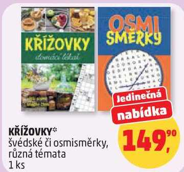 KŘÍŽOVKY švédské či osmisměrky, 1 ks