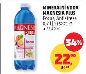 MINERÁLNÍ VODA MAGNESIA PLUS Focus, 0,7 l