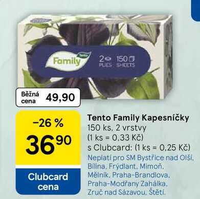 Tento Family Kapesníčky, 150 ks, 2 vrstvy