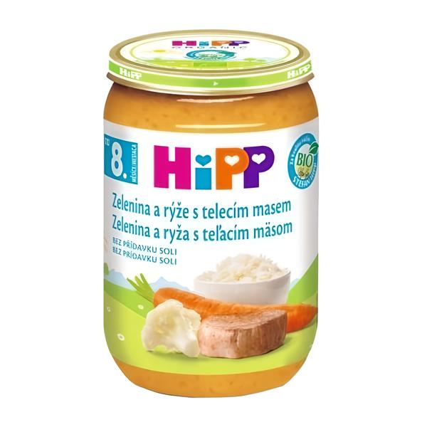 HiPP BIO Zelenina a rýže s telecím masem