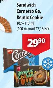 Sandwich Cornetto Go, Remix Cookie, 107-110 ml