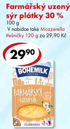 Farmářský uzený sýr plátky 30%, 100 g