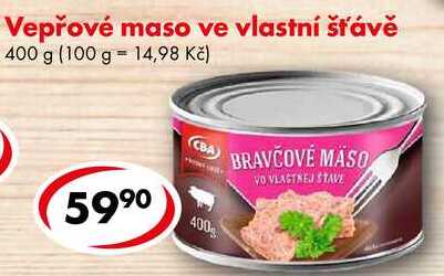 Vepřové maso ve vlastní šťávě, 400 g
