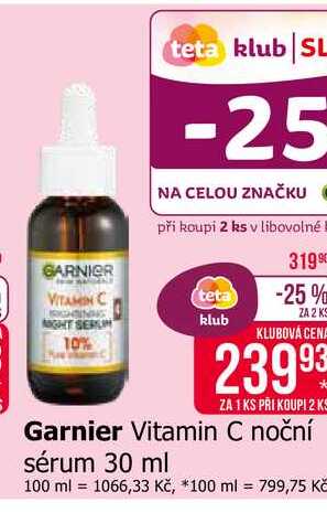 Garnier Vitamin C noční sérum 30 ml