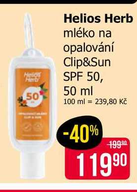 Helios Herb mléko na opalování Clip&Sun SPF 50, 50 ml