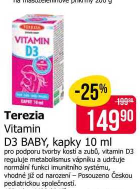 Terezia Vitamin D3 BABY, kapky 10 ml