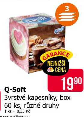 Q-Soft 3vrstvé kapesníky, box 60 ks, různé druhy