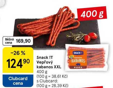 Snack !T Vepřový kabanos XXL, 400 g