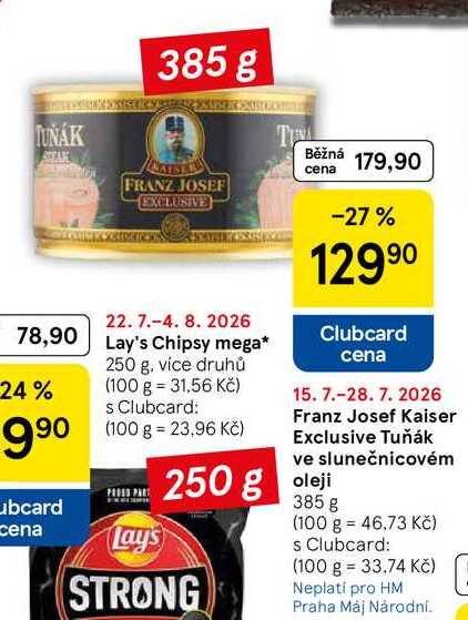 Franz Josef Kaiser Exclusive Tuňák ve slunečnicovém oleji, 385 g