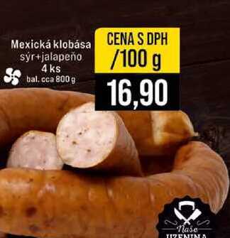 Mexická klobása sýr+jalapeño 4 ks 100g