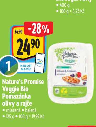 Nature's Promise Veggie Bio Pomazánka olivy a rajče 125 g
