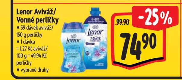 Lenor Aviváž/ Vonné perličky-59 dávek aviváž/ 150 g perličky