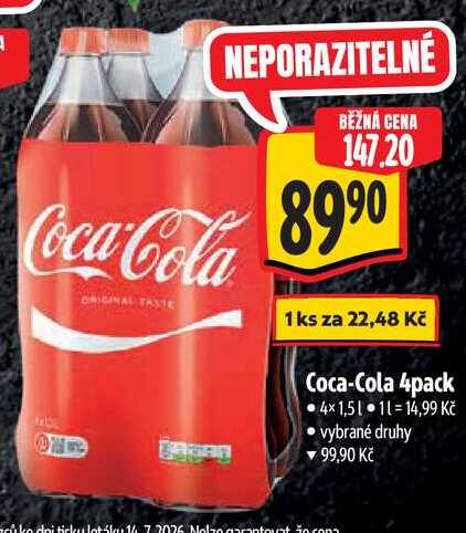 Coca-Cola 4pack, 4x 1,5 l
