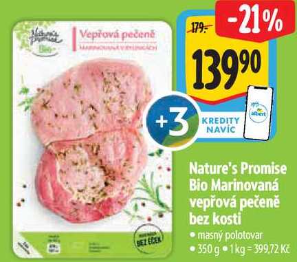 Nature's Promise Bio Marinovaná vepřová pečeně bez kosti, 350 g