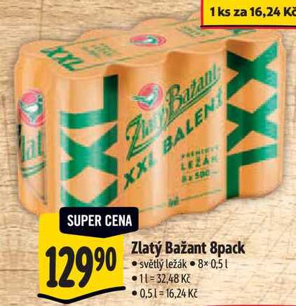 Zlatý Bažant 8pack, 8x 0,5 l