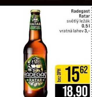 Radegast Ratar světlý ležák 0,5l