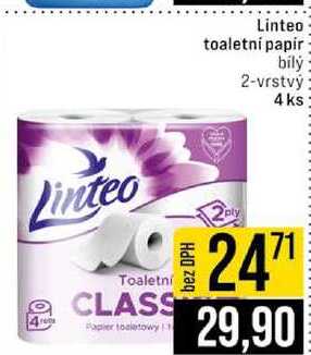 Linteo toaletní papír bily 2-vrstvý 4 ks