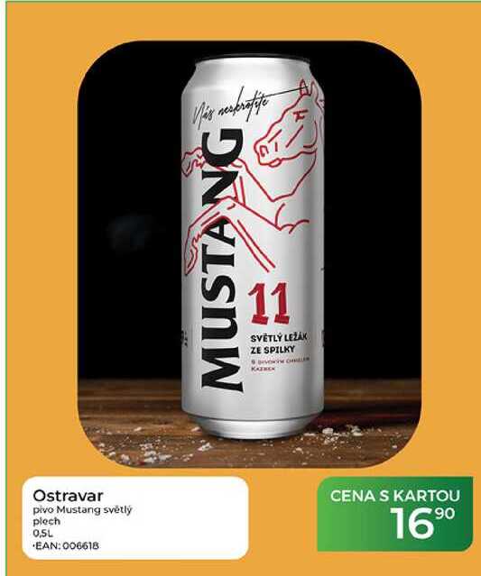 Ostravar pivo Mustang světlý plech 0,5l